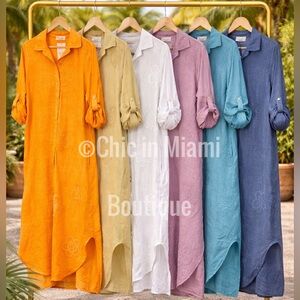 Puro Lino Made in Italy 100% Linen Maxi Dress